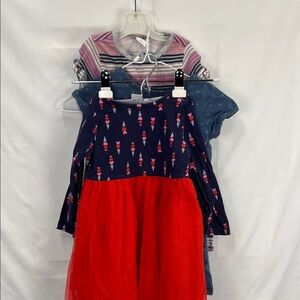 Gymboree - 4T - 3 pack of dresses - Ice Cream, Stripes, and a Faux Denim Dress